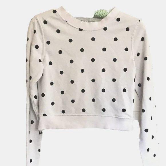 Divided H&M Crop Top White Black Polka-dots  Sweaters Juniors XS - Picture 3 of 6